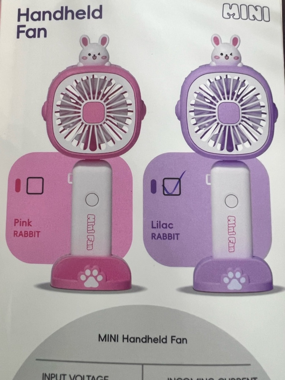 💥Power Pink or Power Purple - Bunny Mini USB Handheld Fan - Picture 9 of 12